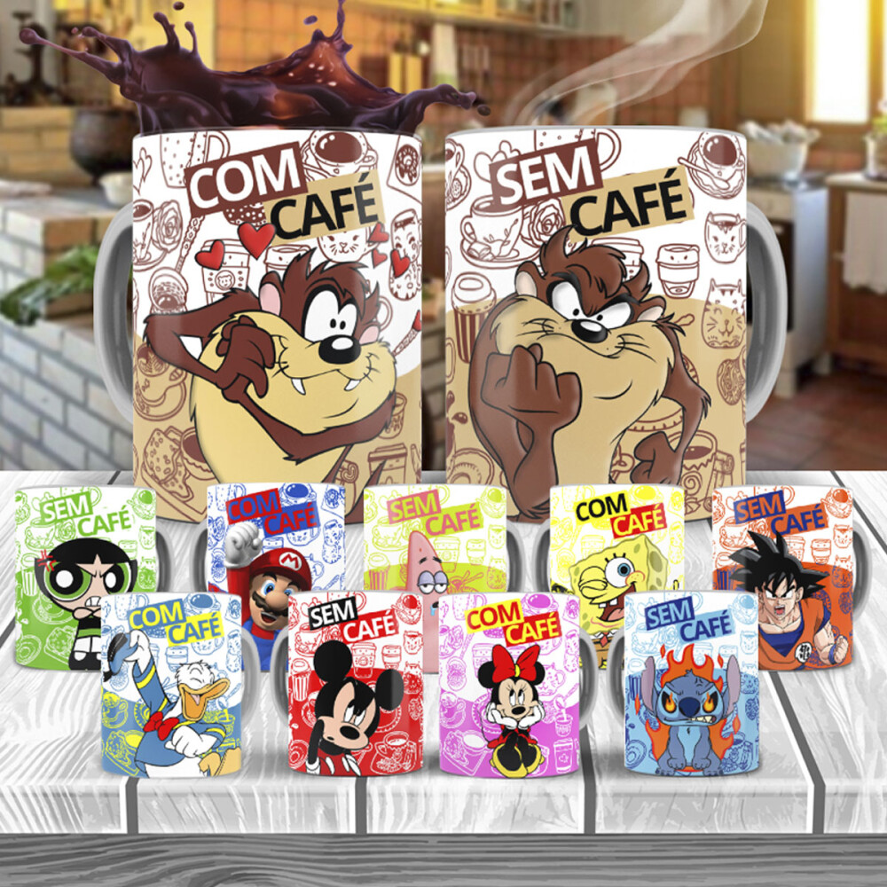 Artes Canecas com Café sem Café Sublimação Mockups