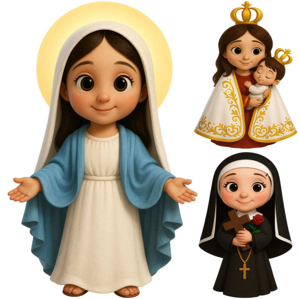 Pacote Artes Santinhos 3d Santos Católicos Religiosos Png