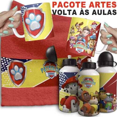 Pacote Artes Volta às Aulas Toalhinhas Garrafinhas Squeeze Canec