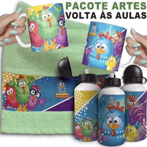 Pacote Artes Volta às Aulas Toalhinhas Garrafinhas Squeeze Canec