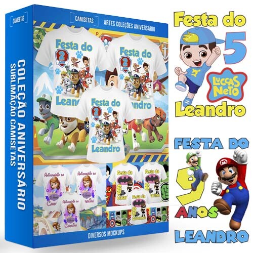 Pacote 25 Artes Camisetas Coleção Aniversário Sublimação