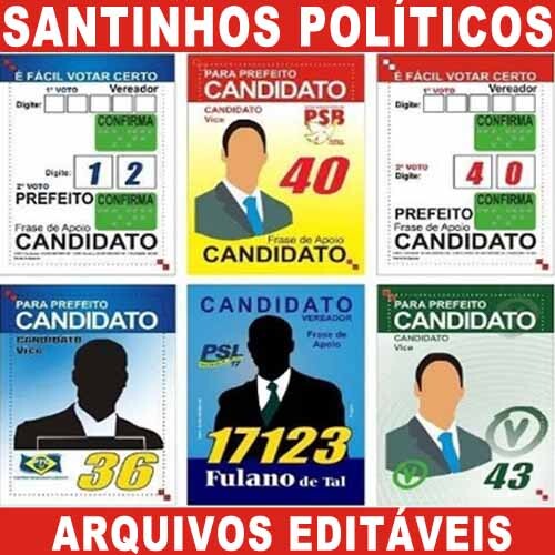 Pacote Artes Santinhos Políticos Eleições Editáveis