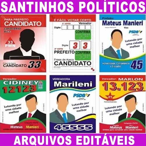 Pacote Artes Santinhos Políticos Eleições Editáveis