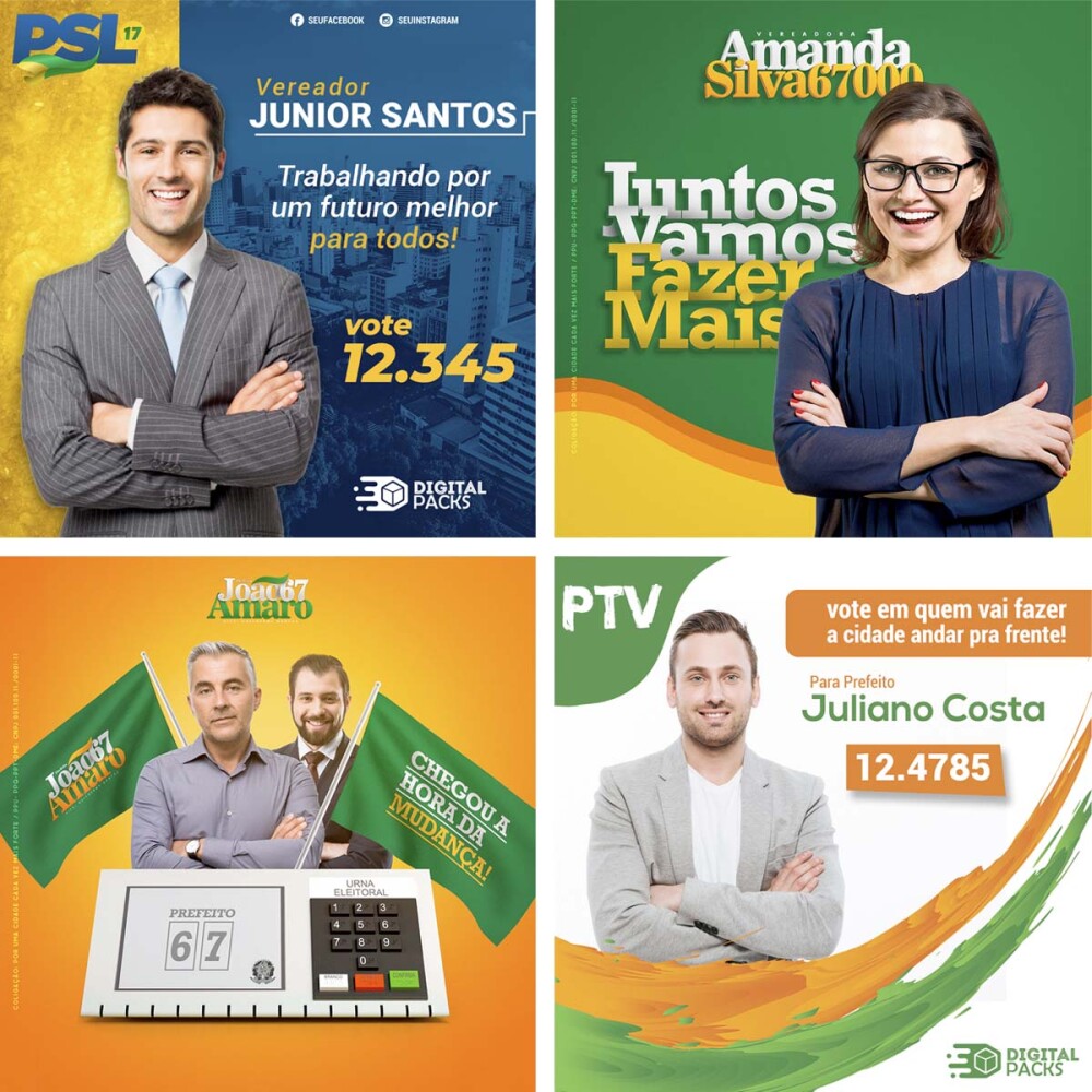 Artes Editáveis Santinhos Políticos Eleições Cdr Psd