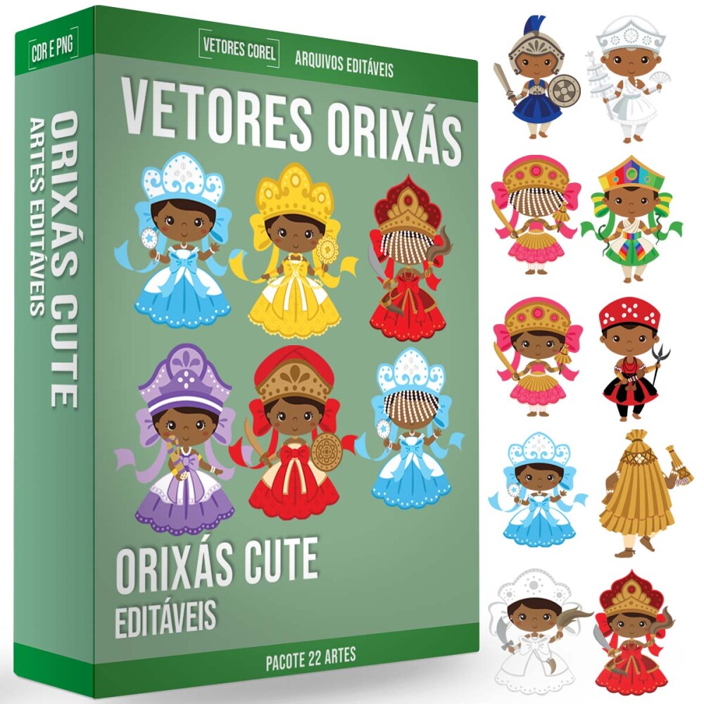 Pacote Artes Vetores Orixás Baby Cute Estampas Editáveis
