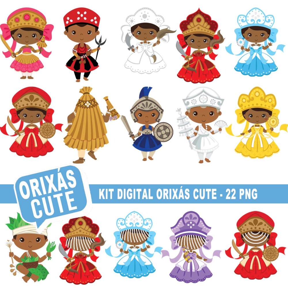 Pacote Artes Vetores Orixás Baby Cute Estampas Editáveis