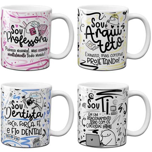 Artes Sublimação Canecas Profissões Estampas Florks Mockups
