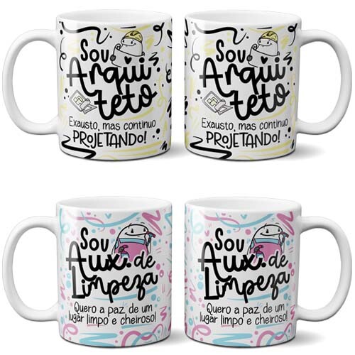 Artes Sublimação Canecas Profissões Estampas Florks Mockups