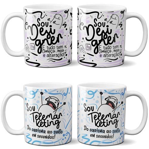 Artes Sublimação Canecas Profissões Estampas Florks Mockups