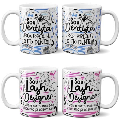 Estampas Profissões Florks Artes Sublimação Canecas Mockups