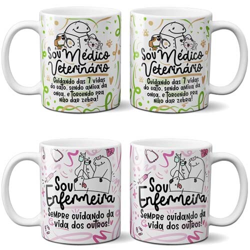 Estampas Profissões Florks Artes Sublimação Canecas Mockups