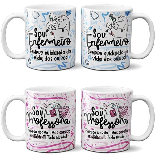 Pacote Artes Profissões Canecas Florks Sublimação Mockups
