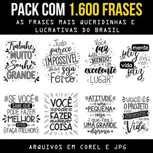 Artes Kit Digital 1600 Frases Criativas Estampas Sublimação