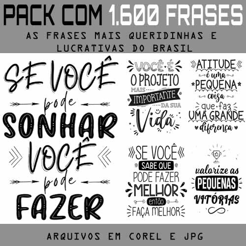 Pack Artes Kit Digital 1600 Frases Criativas Estampas Sublim
