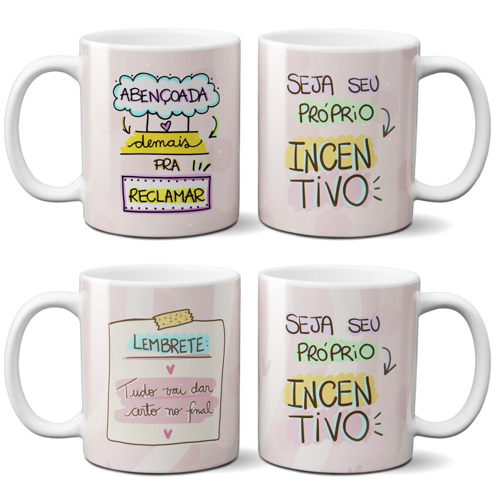 Estampas Canecas Motivacionais Frases Png Mockups Sublimação
