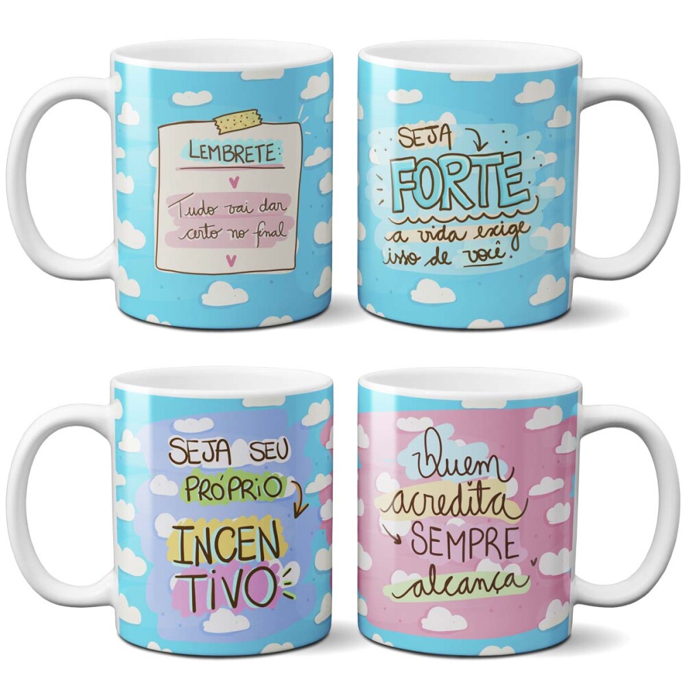 Pacote Artes Canecas Frases Motivacionais Png Sublimação
