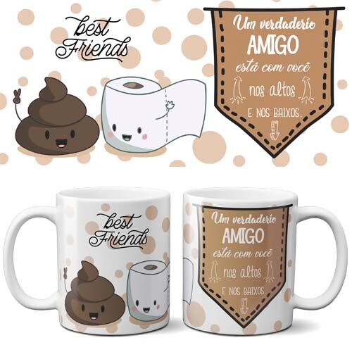 Artes Canecas Amizade Amigo Sublimação Mockups