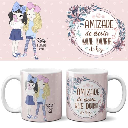 Pacote Artes Canecas Amizade Amigos Sublimação Mockups