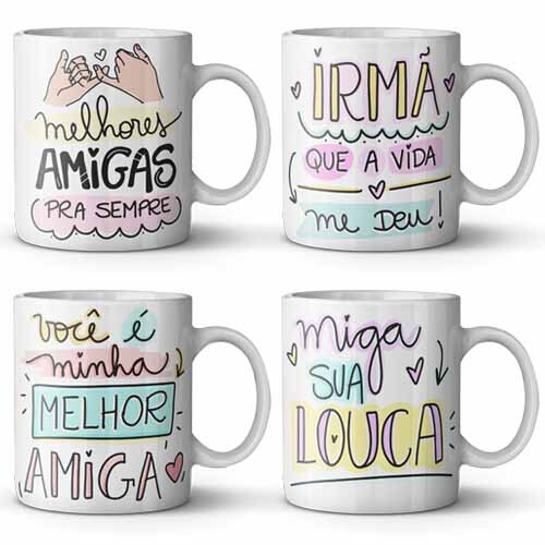 Estampas Amizades Sublimação Canecas Frases Amigos Mockups