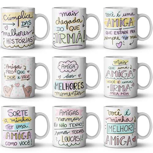 Pacote 50 Imagens Artes Frases Amizades Sublimação Canecas