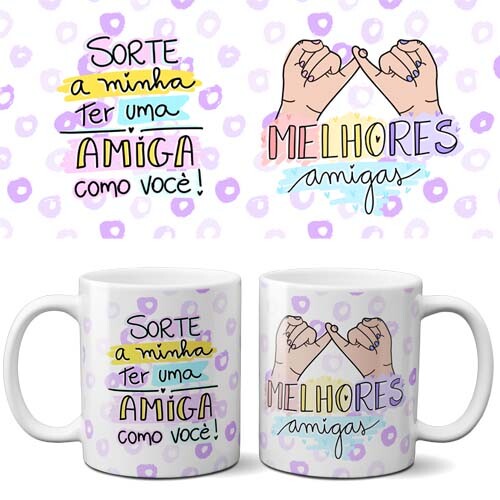 Pacote 25 Artes Canecas Frases Dia Amizade Amigos Sublimação Pn