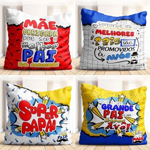 Pack Artes Dia Pais Sublimação Almofadas Color Kit Digital Mock