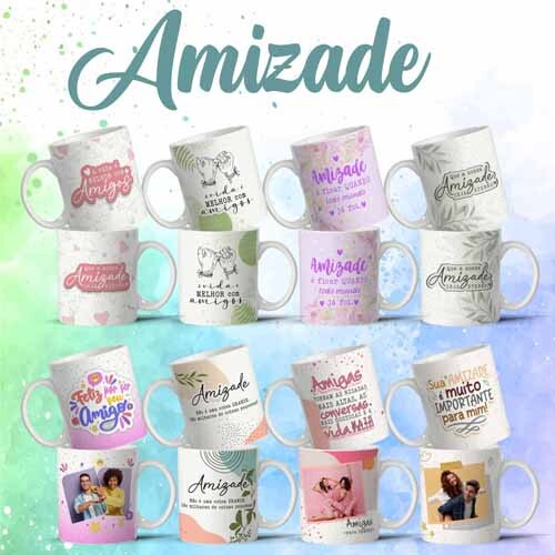 Estampas Artes Amizade Amigo Sublimação Canecas Vtg08