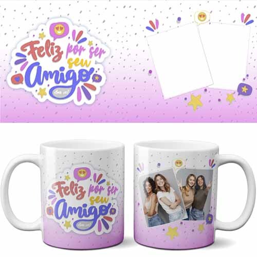 Artes Amizade Amigo Sublimação Canecas Editáveis Corel Vtg08