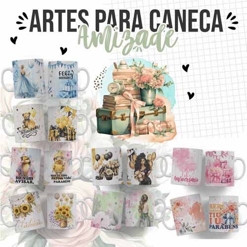 Estampas Artes Sublimação Canecas Dia Amigo Amizade Ykn08