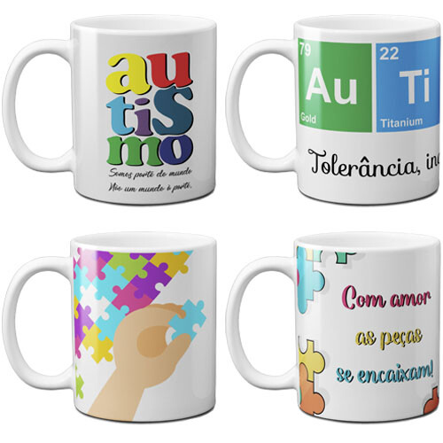 Estampas Canecas Autista Autismo 60 Artes Sublimação