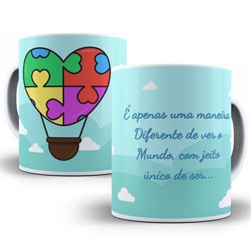 Artes Canecas Autista Autismo Sublimação Mockups Estampas