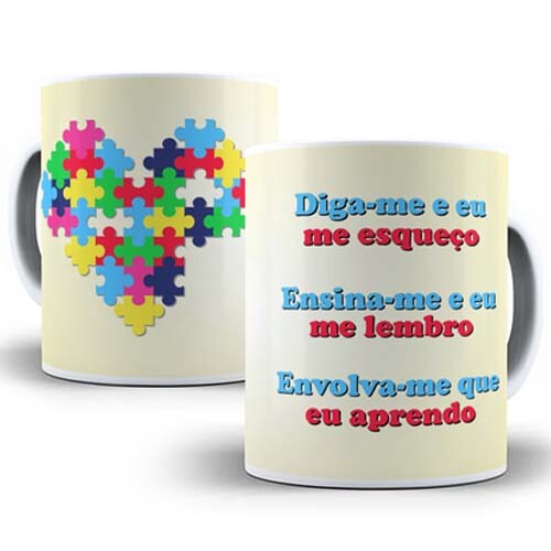 Artes Canecas Autista Autismo Sublimação Mockups Estampas