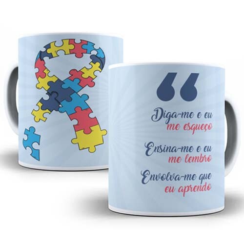 Pacote 60 Artes Estampas Canecas Autista Autismo Editáveis