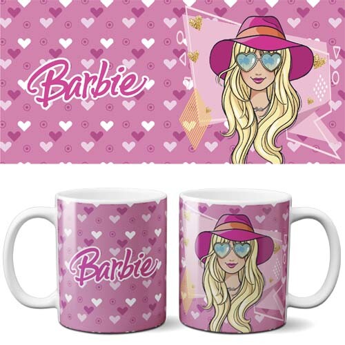 Artes Canecas Barbie Estampas Editáveis Sublimação Mockups