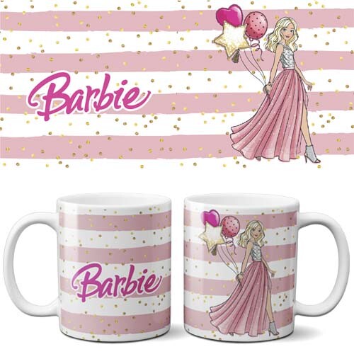 Artes Canecas Barbie Estampas Editáveis Sublimação Mockups