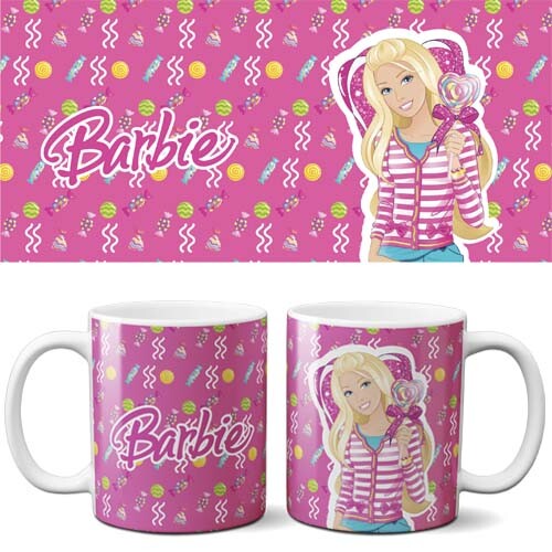 Artes Canecas Barbie Estampas Editáveis Sublimação Mockups