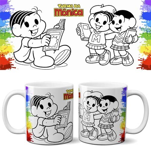 Artes Sublimação Canecas Colorir Desenhos Mockups