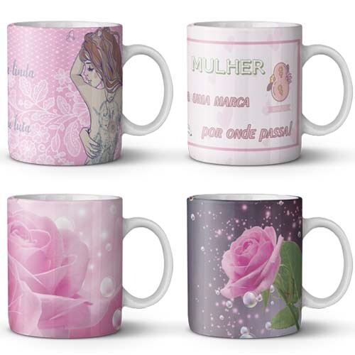 Estampas Canecas Dia Internacional da Mulher Mulheres Artes