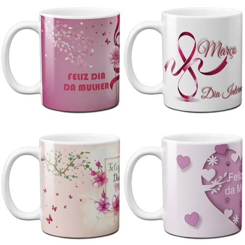 Artes Sublimação Canecas Dia Internacional Mulher Mockups