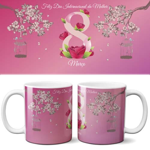 Artes Sublimação Canecas Dia Internacional Mulher Mockups