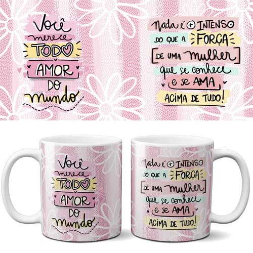 Artes Canecas Dia da Mulher Frases Coloridas Mulheres Png