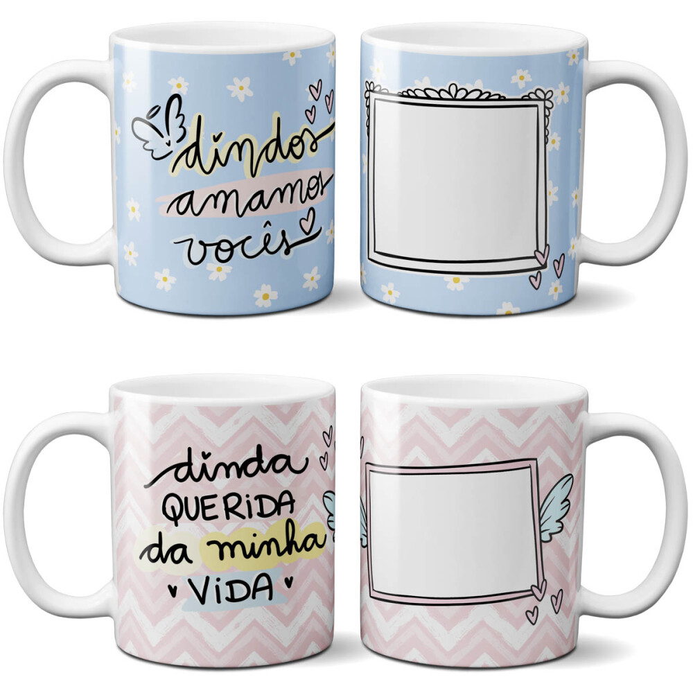 Artes Canecas Dindo Dinda Frases Pandoca Mockups Sublimação