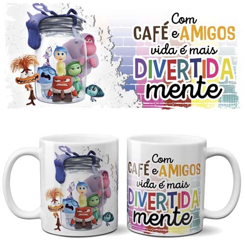 Estampas Filme Divertida Mente Sublimação Canecas Pack 1