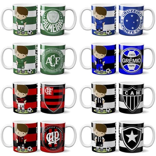 Artes Canecas Times Futebol Bonequinhos Estampas Sublimação