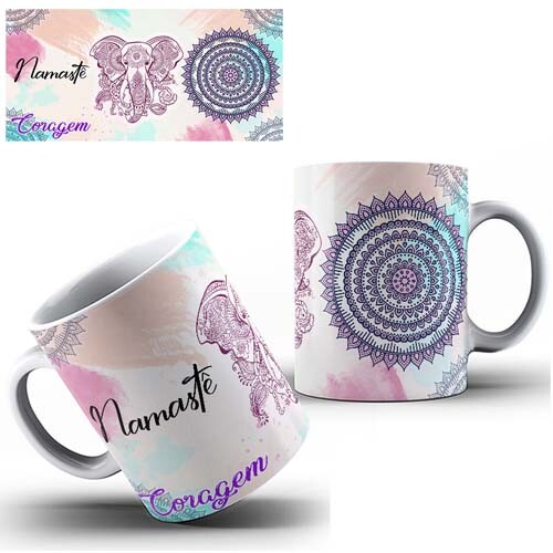 Pack 12 Artes Namastê Mandalas Sublimação Canecas Mockups