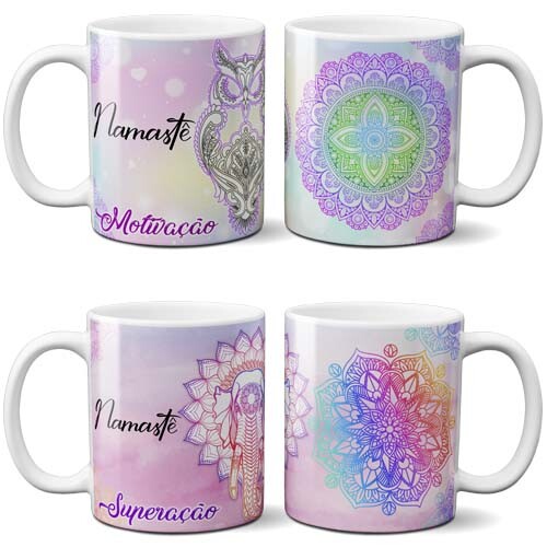 Estampas Canecas Namastê Sublimação Mockups Mandalas