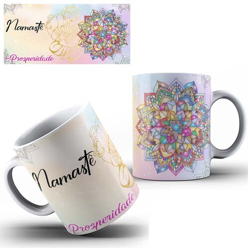 Estampas Canecas Namastê Sublimação Mockups Mandalas