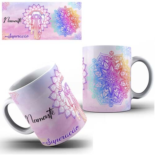 Estampas Canecas Namastê Sublimação Mockups Mandalas