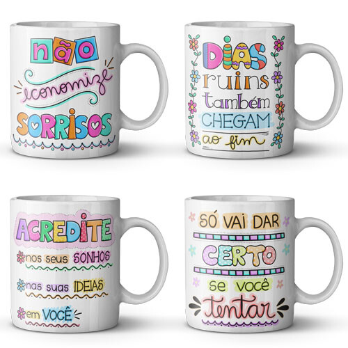 Artes Frases Motivacionais Sublimação Canecas Mockups Png
