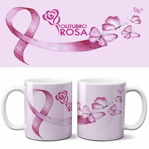 Pacote 50 Artes Canecas Outubro Rosa Sublimação Mockups